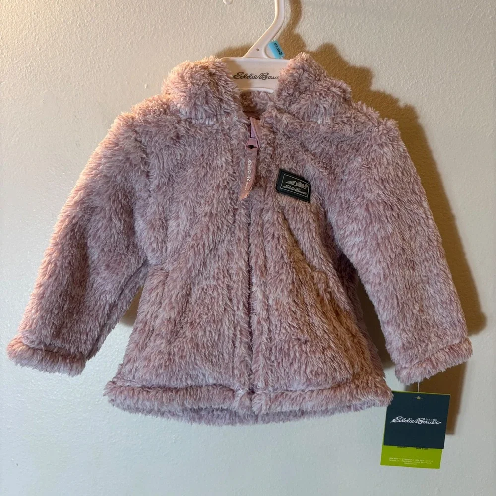 Eddie Bauer Kids Lilac Mauve Ultra-Soft Hooded Fleece Jacket 3/6M NWT‎